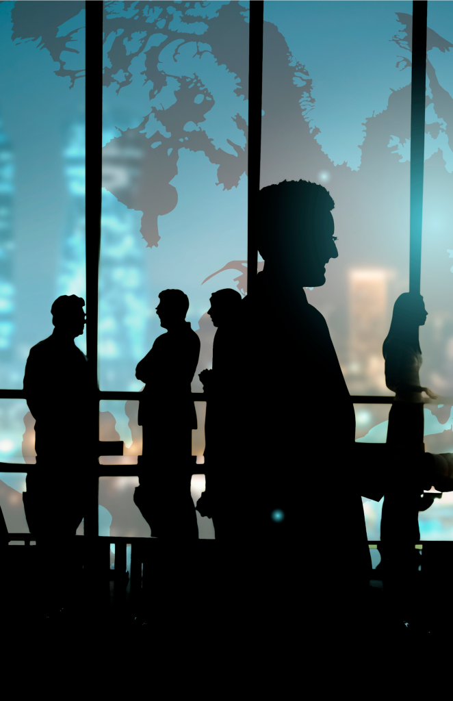 about silhouettes discussing business people